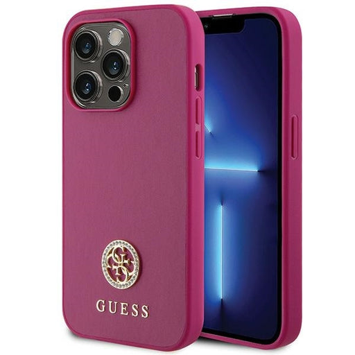 Guess Hülle für iPhone 15 Pro Max 6.7" Rosa hardcase Strass Metal Logo
