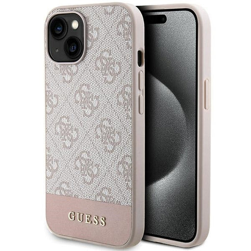 Guess Hülle für iPhone 15 / 14 / 13 6.1" Rosa hard case 4G Stripe Collection