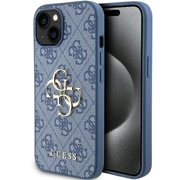 Guess iPhone 15 Silikonhülle - 4G - Big Metal Logo - Blau