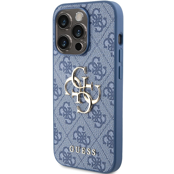 guess-hulle-fur-iphone-15-pro-max-hardcase-hulle-4g-metal-logo-blau