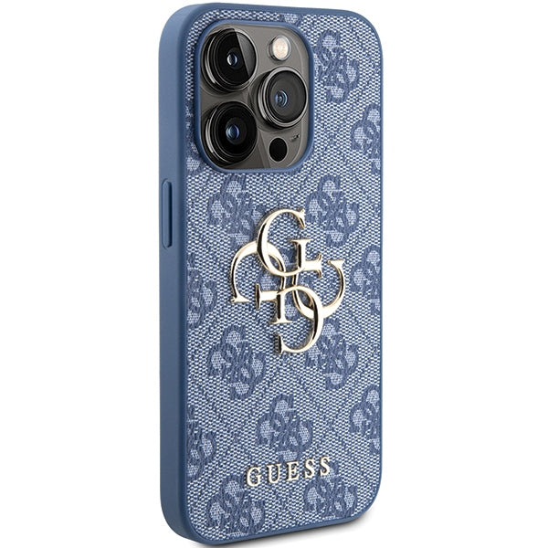 guess-hulle-fur-iphone-15-pro-max-hardcase-hulle-4g-metal-logo-blau