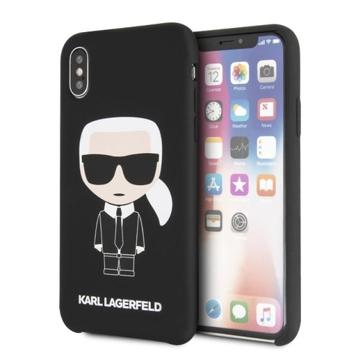 Karl Lagerfeld Hülle für iPhone X/Xs hardcase Schwarz Silikon Iconic