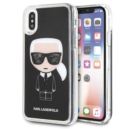 iPhone X/XS Hülle Karl Lagerfeld -Iconic Glitter Hard Case -Schwarz