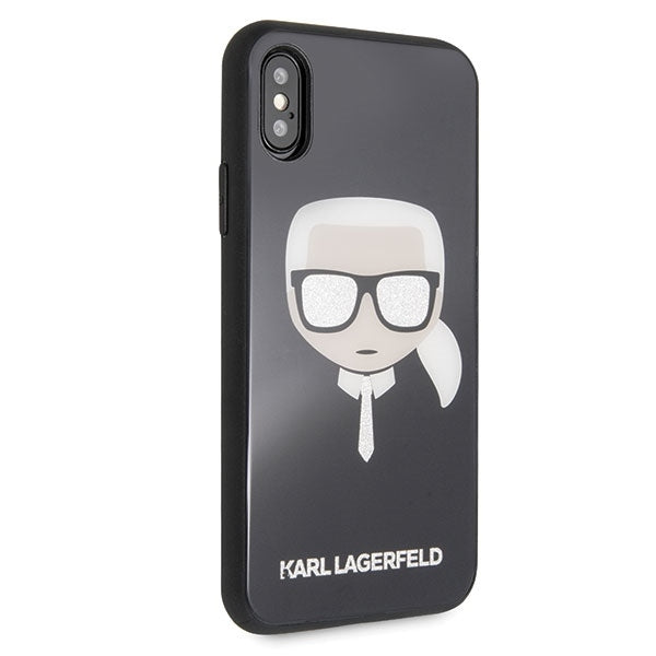 iPhone X/Xs Handyhülle Karl Lagerfeld Hardcase Iconic Glitter Karl`s Head