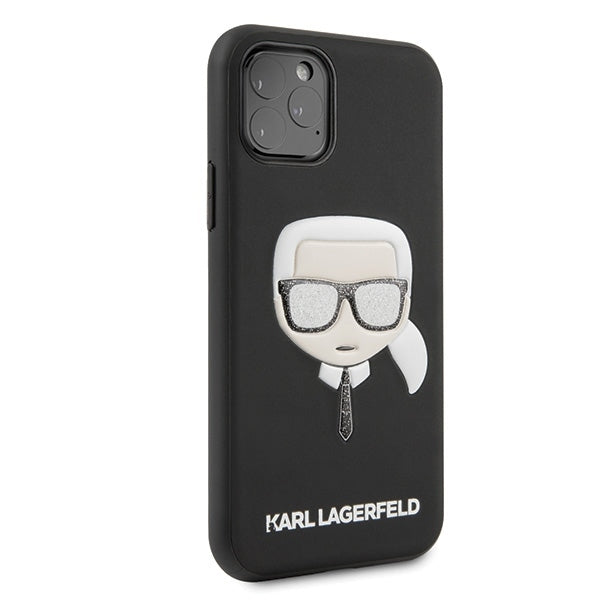 iPhone 11 Pro Hülle Karl Lagerfeld Iconik Embossed & Glitter Hardcase Schwarz