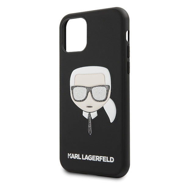 iPhone 11 Pro Max Hülle Karl Lagerfeld Iconik Embossed Glitter Hardcase Schwarz