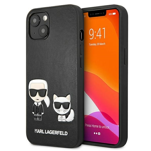 Karl Lagerfeld Hülle für iPhone 13 6,1" /Schwarz Case Ikonik Karl & Choupette