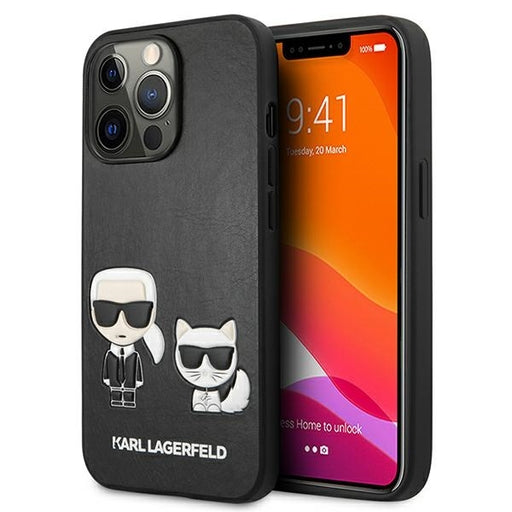 Karl Lagerfeld Hülle für iPhone 13 Pro / 13 6,1" /Schwarz Case Ikonik Karl & Choupette