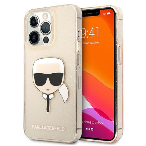 Karl Lagerfeld Hülle für iPhone 13 Pro Max 6,7" /gold Case Glitter Karl`s Head