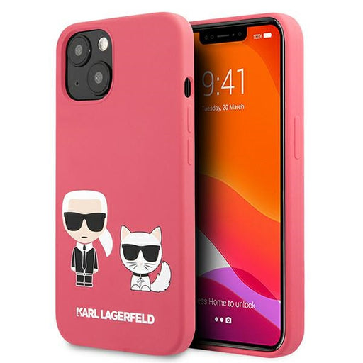 Karl Lagerfeld Hülle für iPhone 13 6,1" hardCase /Rosa Silikon Karl & Choupette