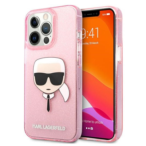 Karl Lagerfeld Hülle für iPhone 13 Pro Max 6,7" /Rosa Case Glitter Karl`s Head