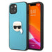 Karl Lagerfeld Hülle für iPhone 13 6,1" /blau Case leder Ikonik Karl`s Head Metal