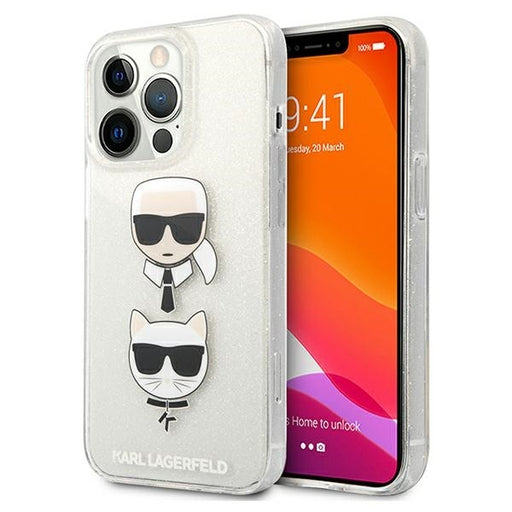 Karl Lagerfeld Hülle für iPhone 13 Pro / 13 6,1" /silber Case Glitter Karl`s & Choupette