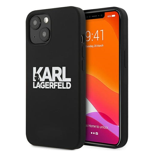 Karl Lagerfeld Hülle für iPhone 13 mini 5,4" Silikon Stack Logo /Schwarz