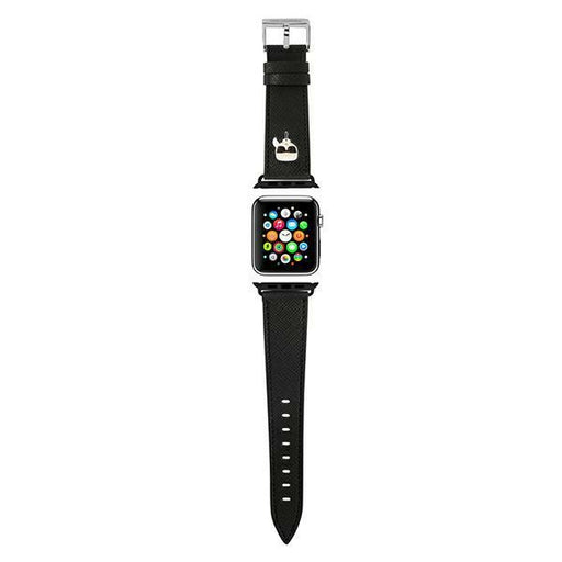 Karl Lagerfeld Uhrenarmband Apple Watch 42/44/45mm /schwarz strap Saffiano Karl Heads