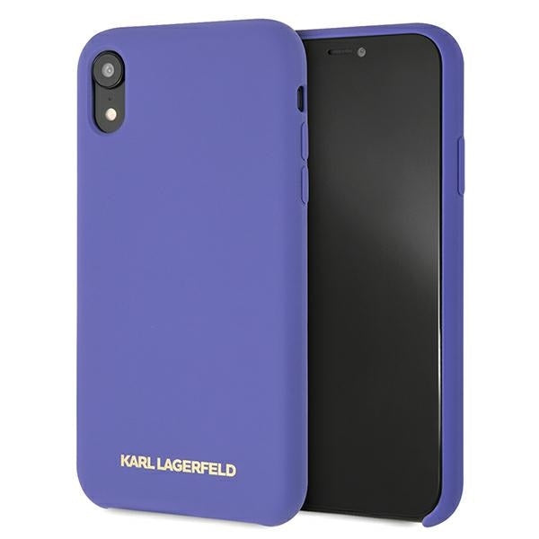 iPhone XR Handyhülle - Karl Lagerfeld Gold Logo Silikon Hard Case-Violett