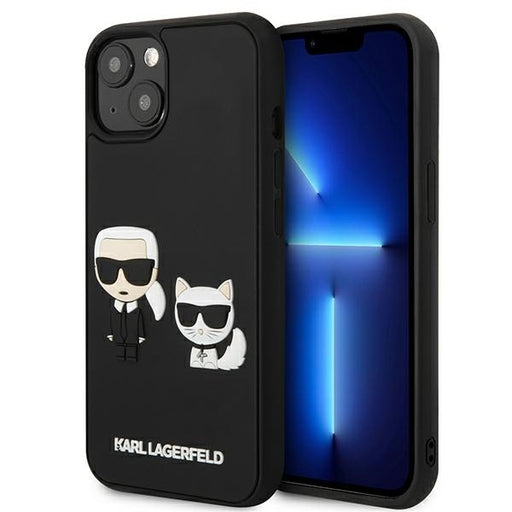 Karl Lagerfeld Hülle für iPhone 13 6,1" /schwarz Case Karl&Choupette Ikonik 3D