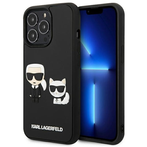 Karl Lagerfeld Hülle für iPhone 13 Pro / 13 6,1" /Schwarz Case Karl&Choupette Ikonik 3D