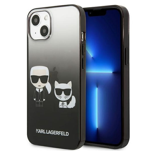 Karl Lagerfeld Hülle für iPhone 13 6,1" Case /Schwarz Gradient Ikonik Karl & Choupette