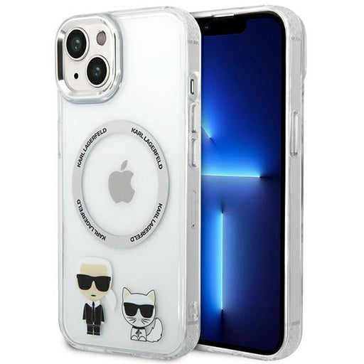 Karl Lagerfeld Hülle für iPhone 14 6,1" Case /transparent Karl & Choupette Aluminium Magsafe