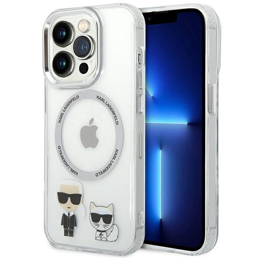 Karl Lagerfeld Hülle für iPhone 14 Pro 6,1" Case /transparent Karl & Choupette Aluminium Magsafe