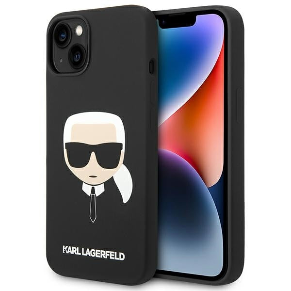 Karl Lagerfeld Hülle für iPhone 14 Plus 6,7" Case /Schwarz Silikon Karl`s Head Magsafe