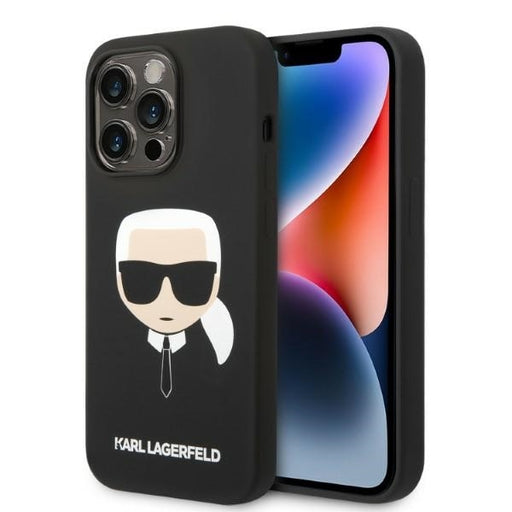 Karl Lagerfeld Hülle für iPhone 14 Pro 6,1" Case /Schwarz Silikon Karl`s Head Magsafe