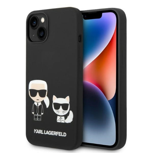 Karl Lagerfeld Hülle für iPhone 14 Plus 6,7" Case /Schwarz Liquid Silikon Karl & Choupette Magsafe