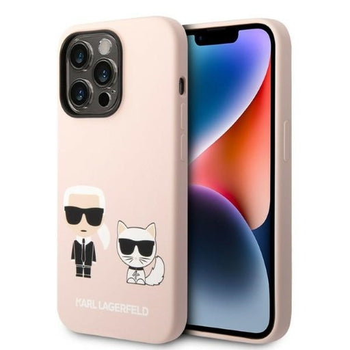 Karl Lagerfeld Hülle für iPhone 14 Pro 6,1" Case /light Rosa Silikon Karl & Choupette Magsafe