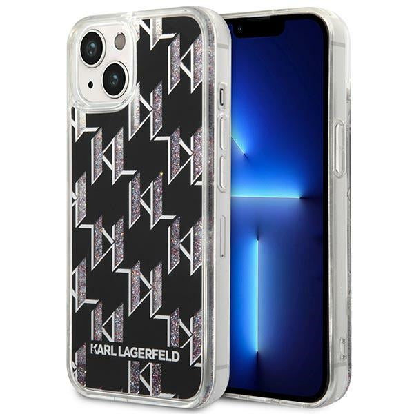 Karl Lagerfeld Hülle für iPhone 14 6,1" Case /Schwarz Liquid Glitter Monogram