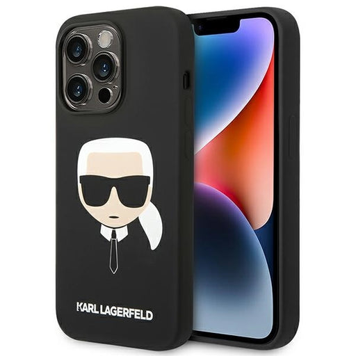 Karl Lagerfeld Hülle für iPhone 14 Pro 6,1" Case /Schwarz Silikon Karl`s Head