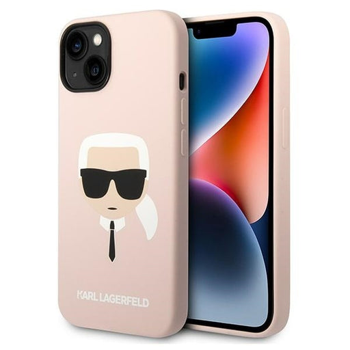 Karl Lagerfeld Hülle für iPhone 14 Plus 6,7" hardCase /Rosa Silikon Karl`s Head