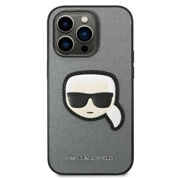 karl-lagerfeld-hulle-fur-iphone-14-pro-6-1-silber-case-saffiano-karl-s-head-patch