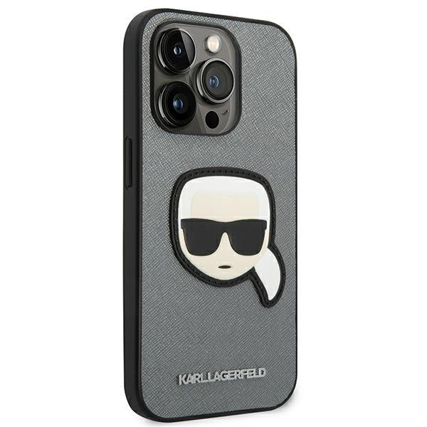 karl-lagerfeld-hulle-fur-iphone-14-pro-6-1-silber-case-saffiano-karl-s-head-patch