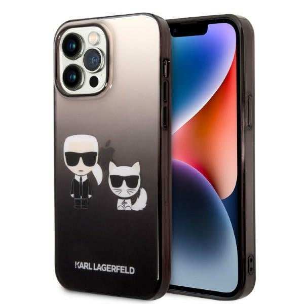 Karl Lagerfeld Hülle für iPhone 14 Pro Max 6,7" Case /Schwarz Gradient Ikonik Karl & Choupette