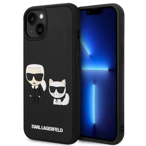 Karl Lagerfeld Hülle für iPhone 14 Plus 6,7" /Schwarz Case Karl&Choupette Ikonik 3D