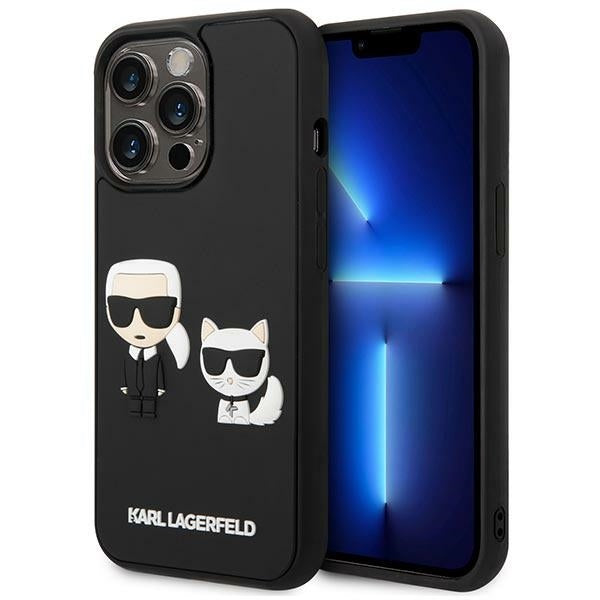 Karl Lagerfeld Hülle für iPhone 14 Pro 6,1" /Schwarz Case Karl&Choupette Ikonik 3D