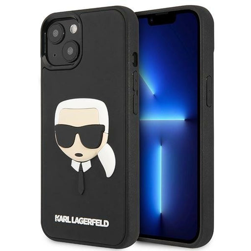 Karl Lagerfeld Hülle für iPhone 14 Plus 6,7" /Schwarz Case 3D Rubber Karl`s Head