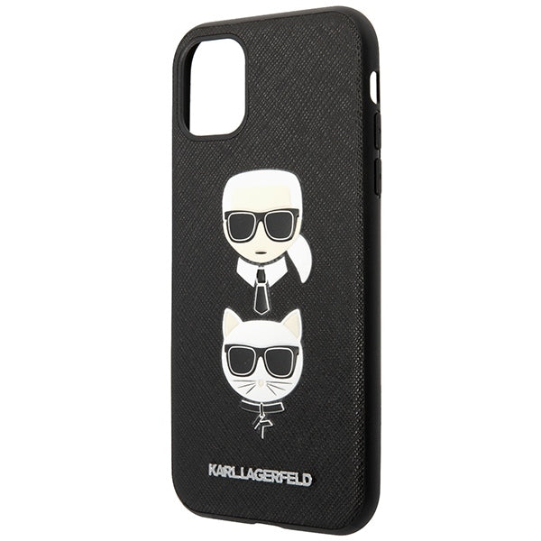 Karl Lagerfeld Hülle für iPhone 11 Pro 5,8" /Schwarz Case Saffiano Karl&Choupette Head