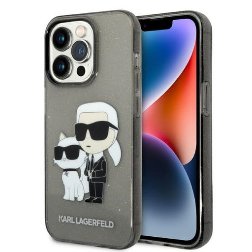 Karl Lagerfeld Hülle für iPhone 14 Pro Max 6,7" /Schwarz Case Gliter Karl&Choupette
