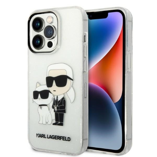 Karl Lagerfeld Hülle für iPhone 14 Pro Max 6,7" transparent Case Gliter Karl&Choupette