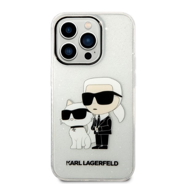 Karl Lagerfeld Hülle für iPhone 14 Pro Max 6,7" transparent Case Gliter Karl&Choupette