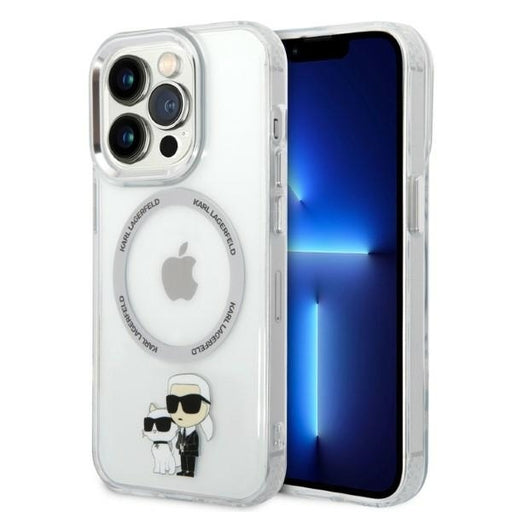 Karl Lagerfeld Hülle für iPhone 14 Pro 6,1" Case transparent Iconic Karl&Choupette Magsafe