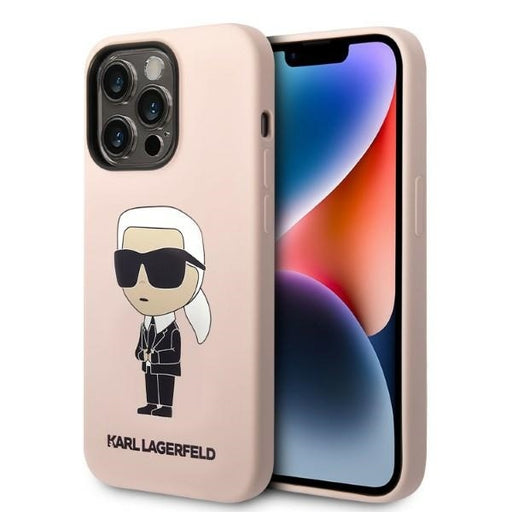 Karl Lagerfeld Hülle für iPhone 14 Pro 6,1" Case /Rosa Silikon Ikonik Magsafe