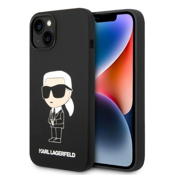 Karl Lagerfeld Hülle für iPhone 14 6,1" hardCase /Schwarz Silikon Ikonik