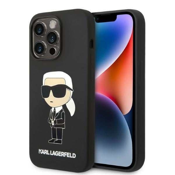 Karl Lagerfeld Hülle für iPhone 14 Pro 6,1" hardCase /Schwarz Silikon Ikonik