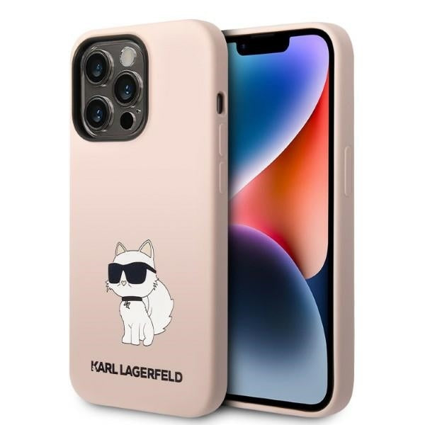 Karl Lagerfeld Hülle für iPhone 14 Pro 6,1" hardCase /Rosa Silikon Choupette