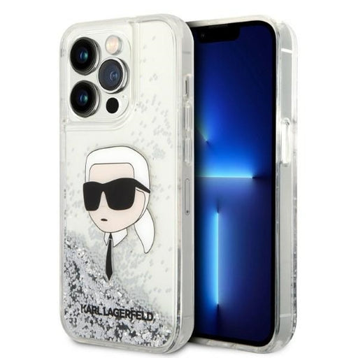 Karl Lagerfeld Hülle für iPhone 14 Pro 6,1" /Silber hardCase Glitter Karl Head