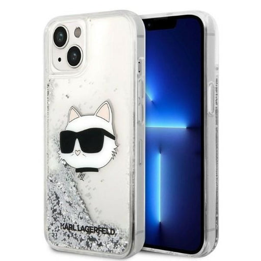 Karl Lagerfeld Hülle für iPhone 14 6,1" /Silber hardCase Glitter Choupette Head