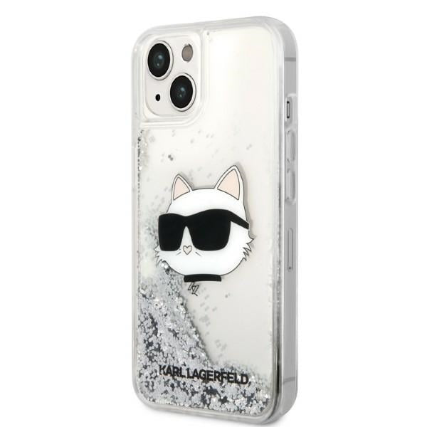 Karl Lagerfeld Hülle für iPhone 14 Plus 6,7" /Silber Case Glitter Choupette Head